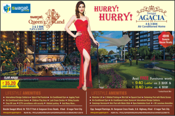 Book 3 and 2 BHK flats and shops at Swagat Queens Land, Ahmedabad